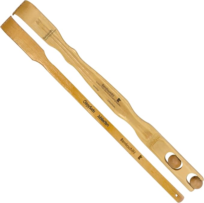 BambooMN 2X 17 Bamboo Smooth Roller Back Scratcher & Travel Size - 3 Total Units