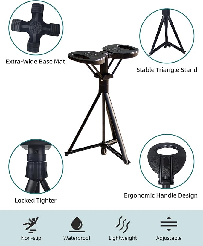 Portable Walking Cane with Seat, Adjustable 34"-37" Foldable Lightweight Aluminum Anti-Slip Walking Stick for Men & Women, 550 Lbs Cane with Chair for Travel Hiking with Carry Bag