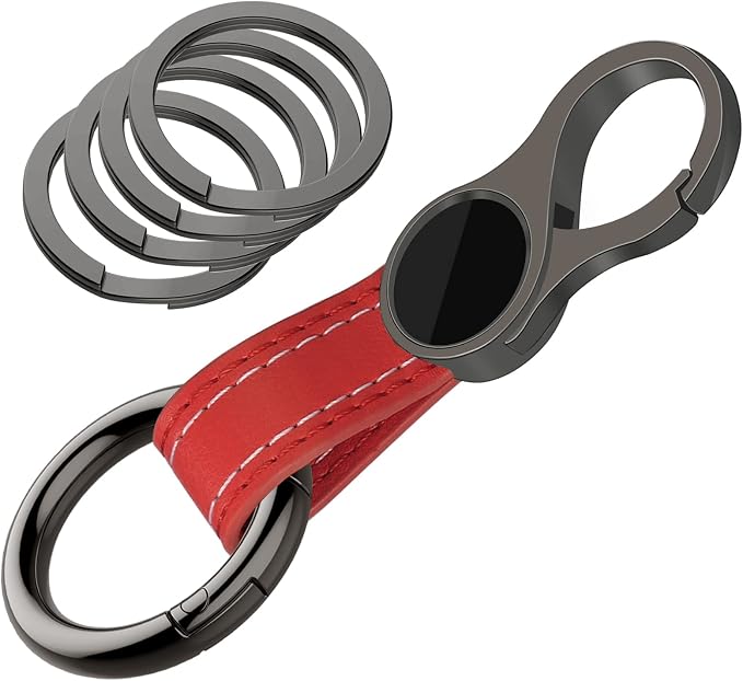 Idakekiy Key Chain with 4 Key Rings and Quick Release Carabiner Clip Leather Car Keychain for Men and Women