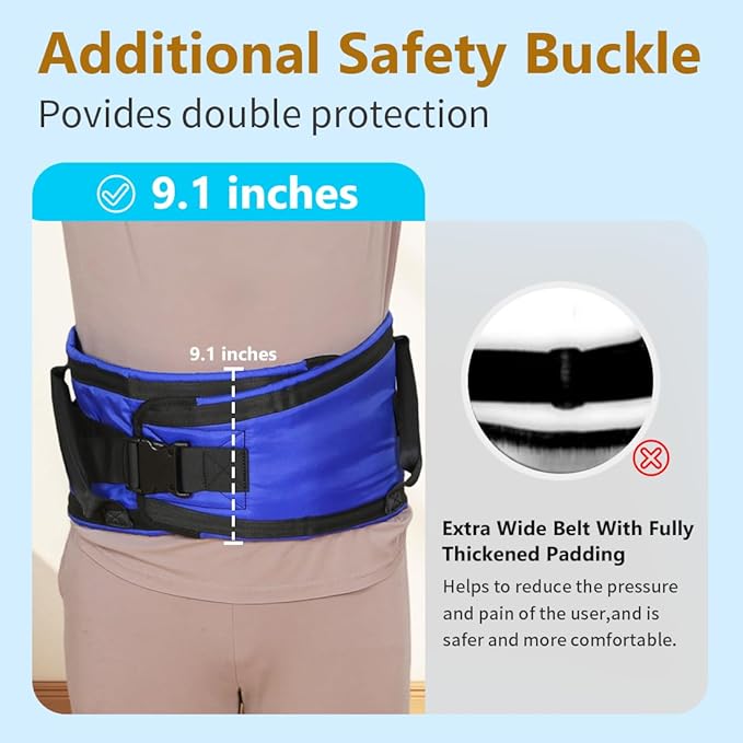 Gait Belts with Padded Handles,Transfer Belts Physical Therapy Belt for Seniors Moving, Lifting Belt Assist Patient/Elderly(Blue, X-Large)