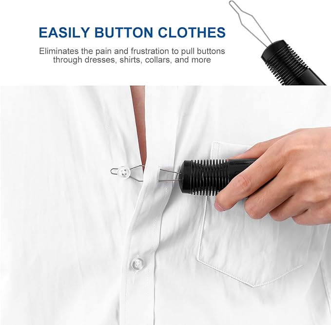 Mobestech 3pcs Button Threader Dressing Aid Hand Buttons Button Helper Tool Button Hook for Clothes One Hand Button Helper Button Shirts Aid Mouthparts Elder Plastic Zipper
