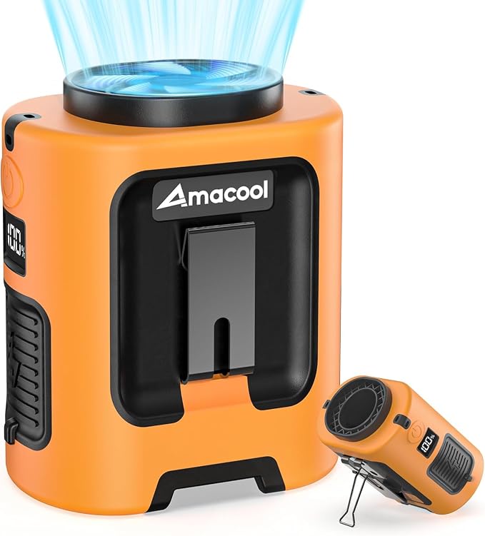 AMACOOL Mini Portable Waist Fan Clip on, 13000RPM Wearable Shirt Belt Fan | Gifts for Father Him Men Dad Husband, Rapid-Cooling Personal Neck Fans for Men Women Outdoor Work Jobsite Travel Camping