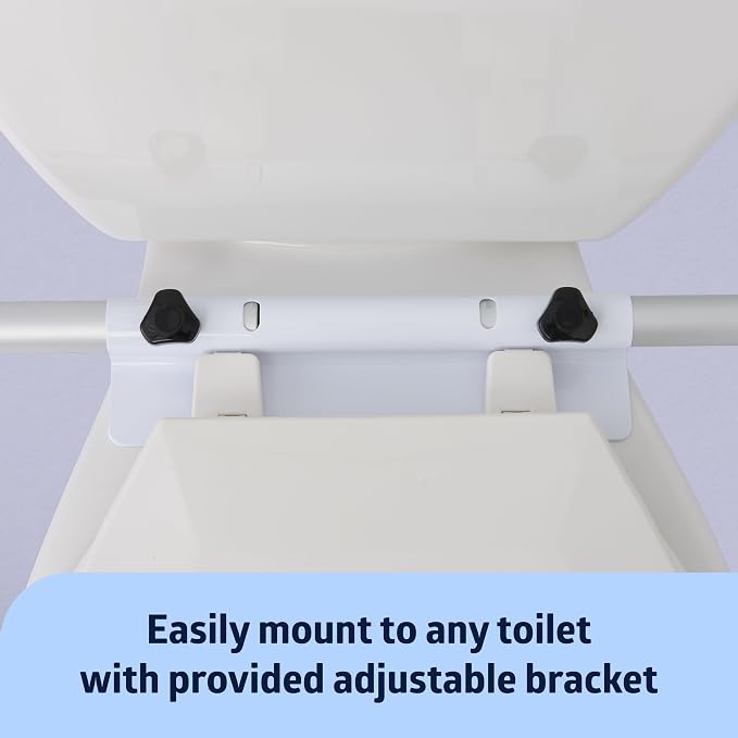 Medline Toilet Handle Safety Rail, Grab Bar for Bathroom, 26" to 31" Adjustable Height, 250-lb. Capacity, Aluminum