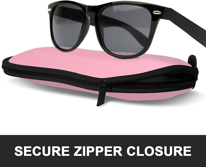 Sunglasses Soft Case, Ultra Light Portable Neoprene Zipper Glasses Case for Men Women