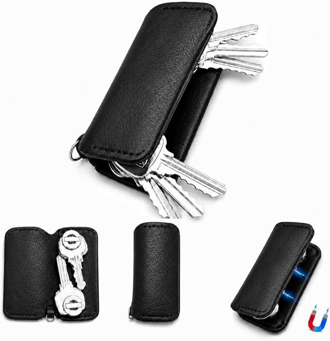 Key Organizer Compact Key Holder Leather Keychain Minimalist key case key holder for keychain Secures 2-8 Keys