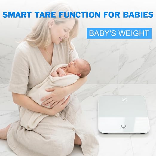 O'CARE Digital Bathroom Scale,Highly Accurate Body Weight Scale, Large Clear LED Display, Differential Display, Including 4*AAA Battery, Measures Weight up to 400LB (White)