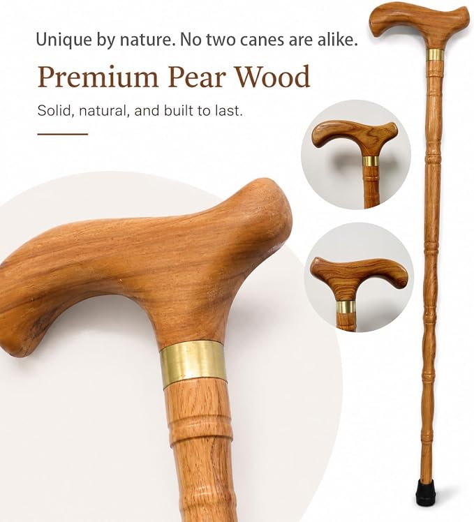 Wooden Walking Canes for Men and Women, Natural Rosewood Walking Sticks for Senior Support, Up to 500 Lbs Walking Stick, Heavy-Duty Walking Cane for Men, Suitable for Gift