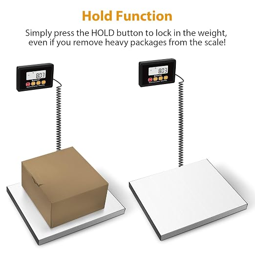 UNIWEIGH Digital Postal Scale 440lb x 10g Accuracy Shipping Scale | Stainless Steel Platforms,Heavy Duty Scale with LCD/Hold/Tare,Postage Scale for Packages,Luggage Scale,Battery&USB Included