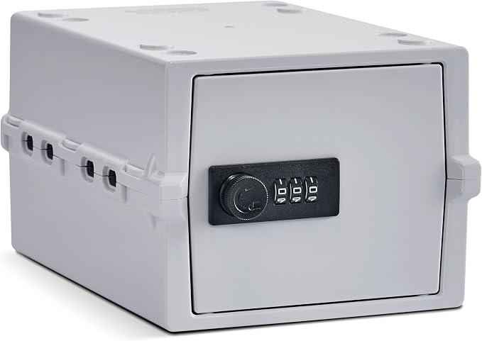 Lockabox Mini™ | Small Lock Box with Combination Lock (Half Letter Sized) | Mini Lockable Box for Small Medicines, Snacks & Mobile Phones | External Size 8.8 x 6.1 x 4.7 Inches (Opal White)