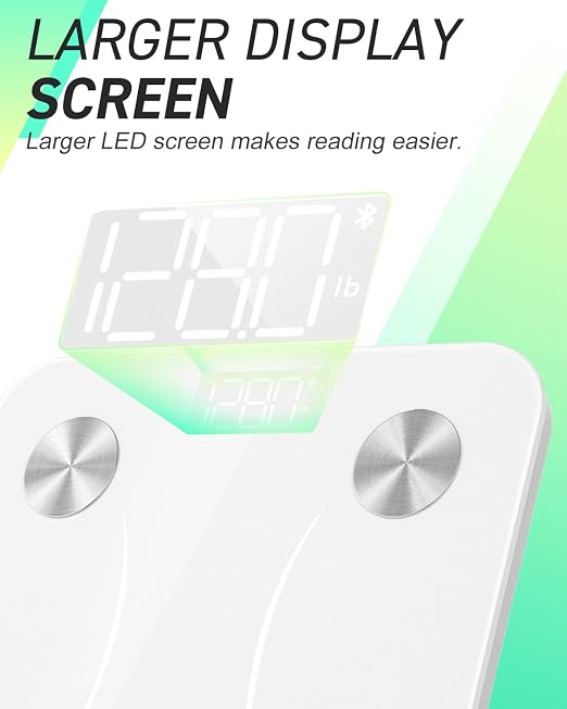 INSMART Smart Scale for Body Weight, Digital Bathroom Scale with BMI, Muscle Mass, Bluetooth Body Fat Scale,17 Body Composition Analyzer with Smart APP Sync Weight Scale, 400 lbs (White)