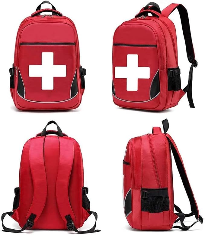 First Aid Bag Empty Red Emergency First Responder Trauma Multi-Pocket Traveling Field Trips Camping Essentials (Red, Pack of 5)