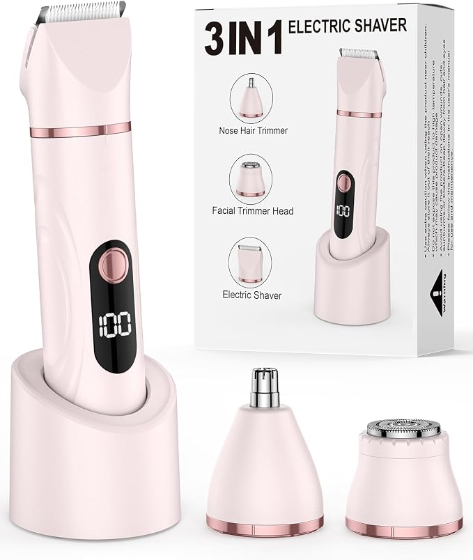 Bikini Trimmer for Women, Nose Hair Trimmer, Painless Electric Razor, Smooth Facial Hair Remover, Body Hair Trimmer for Legs and Armpit