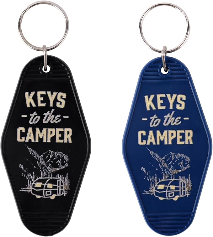 Mikovivi 2pcs Camping Keychain, Plastic Camper Keychain Holder RV Accessories for Men & Women, Thoughtful Gifts