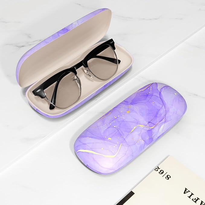 Eyeglasses Case, Portable Hard Shell Protective Case for Glasses, Eyeglass Holder Box for Women with Cleaning Cloth