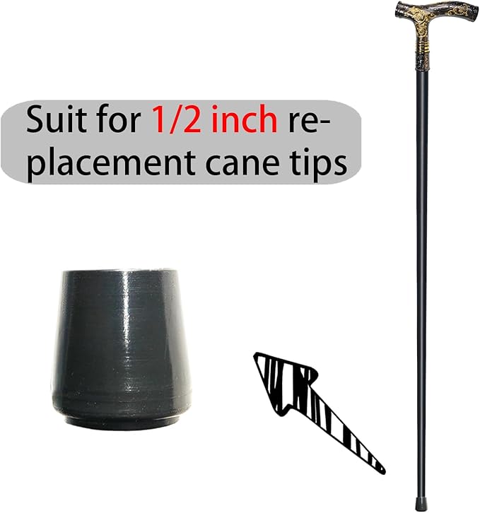 Walking Cane for Men & Women - 36.5 inch Heavy Duty 500+ lbs Capacity, Ergonomic Handle, Decorative & Ornate Fancy Design, Gothic & Goth Elegant Matte Black & Gold Artistry, Metal Cane