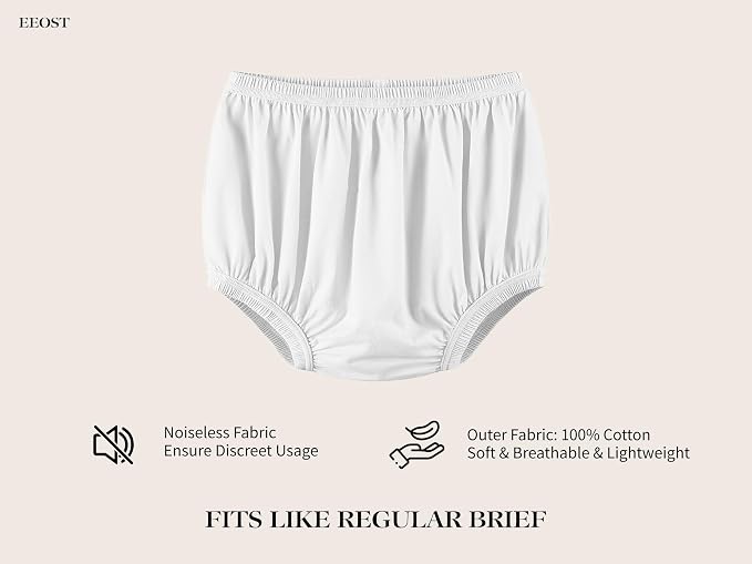 Adult Diaper Cover for Incontinence Noiseless Leak-Protection Underwear Plastic Pants Over Diapers Waterproof Rubber Pants (White, 6XL)