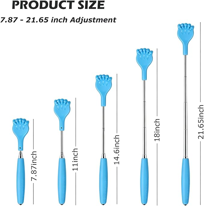 Back Scratcher for Women Men - Paw Shape | Back Scratching Tool Extendable Portable and Lightweight 21.65inch Blue