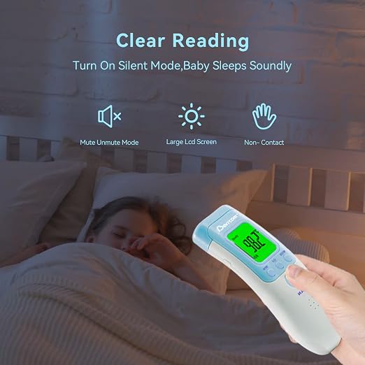 Berrcom Infrared Forehead Thermometer for Adults and Kids | Non-contact digital thermometer with fever alert, LCD, touchless for home, fast & accurate