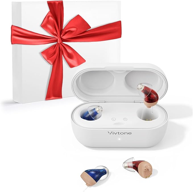 Vivtone Supermini Hearing Aids (Not Amplifiers), Rechargeable Digital Hearing Devices with 16-Channel Sound Processing for Superior Sound Quality, Over-The-Counter, Auto-On/Off, Pair