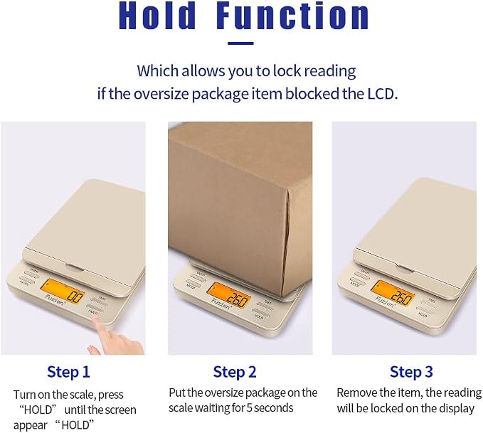 Fuzion Shipping Scale, 86 lb/0.1oz Digital Postal Scale for Packages, Hold and Tare, Postage Scale, Mail Scale, Shipping Scale for Small Business, LCD Display, Battery & AC Adapter
