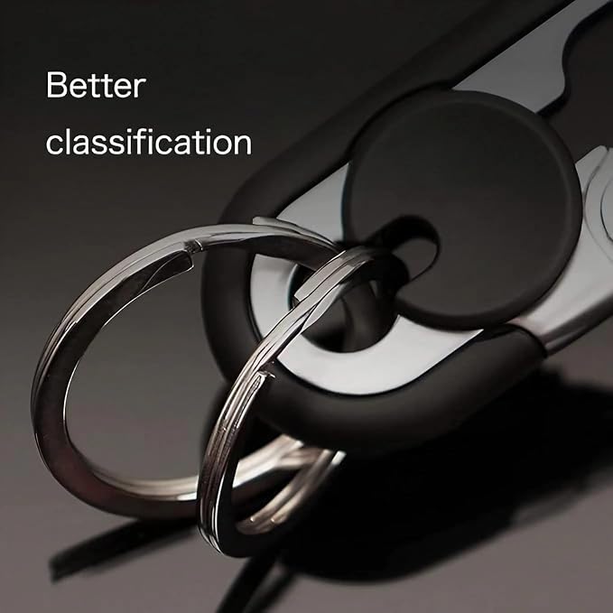 CHRIS GOOD Men's Car Key Chain 3pcs, Personalized Creative Stainless Steel Car Keychain for Men Black
