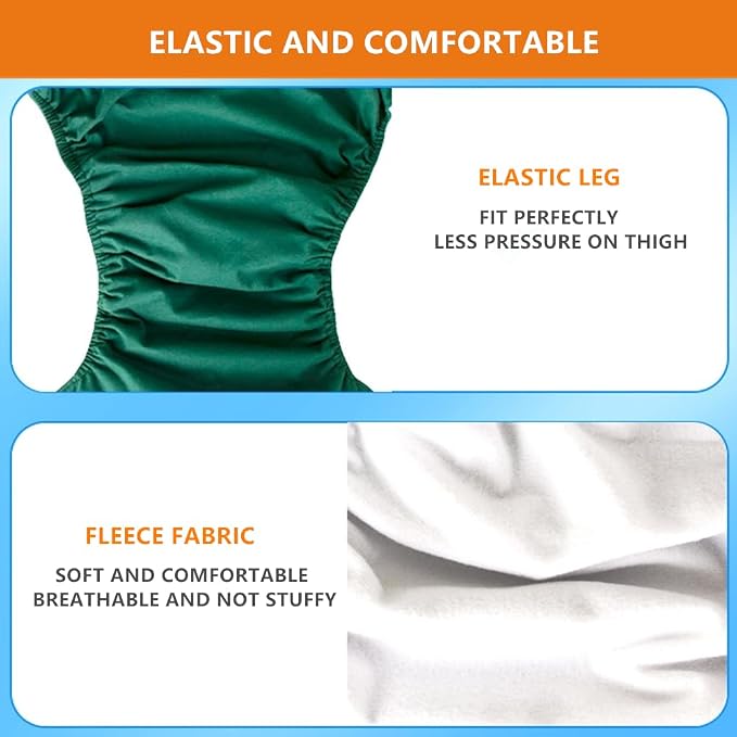 WEEOATAR Unisex Reusable Adult Cloth Diaper,Washable Swim Nappies,Adjustable Incontinence Pocket Diaper with Magic Stickers,Protective Underwear for Seniors,Disability,Postpartum(Black) One Size