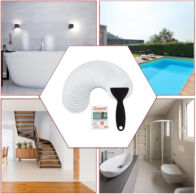 Original Non-Slip Bathtub Stickers, Safety Bathroom Tubs Showers Treads Adhesive Decals with Premium Scraper