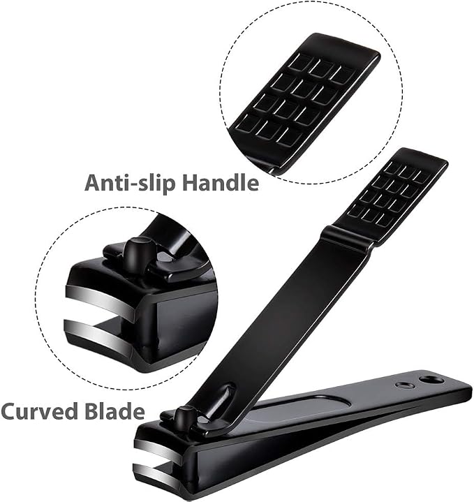 Aogeili Nail Clippers Set, Sharp Stainless Steel Fingernail Clipper & Toenail Clippers, Black Nail Cutter，Perfect 3 PCS Black Nail Cutter for Men/Women/Kids, Set Include Nail File