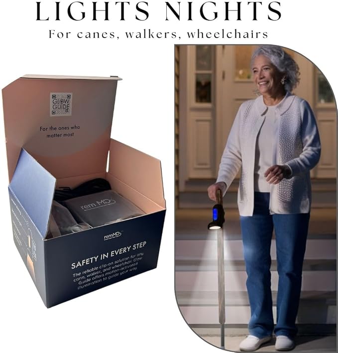 Smart Light for Mobility Devices – Automatic LED Pathway Light with Apple Find My Integration – Hands-Free Safety Accessories for Canes, Walkers & Wheelchairs – Universal Fit & Rechargeable
