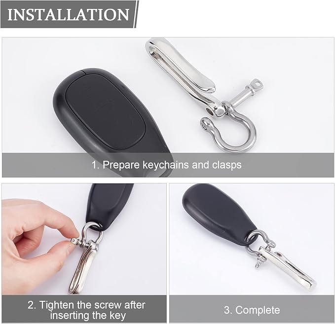 PH PandaHall 1pc U Shape Hook Keychain Brass Solid Keychain Hook D-Ring Anchor Shackle Clasps Silver Key Buckle Belt Wallet Clip Holder for Women Men Wallet Key Chain Badge