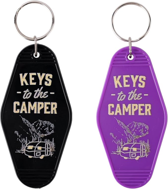 Mikovivi 2pcs Camping Keychain, Plastic Camper Keychain Holder RV Accessories for Men & Women, Thoughtful Gifts
