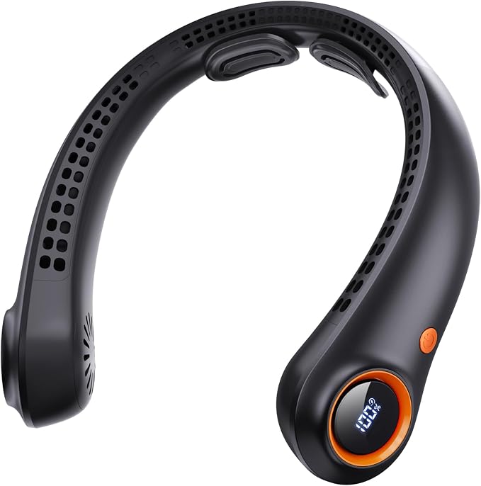Portable Neck Fan, Neck Fans That Blow Cold Air, 5000mAh 5 Speeds Bladeless Wearable Personal Fan, USB Rechargeable Battery Operated Cooling Neck Fan, Quiet Hands Free Fan for Travel