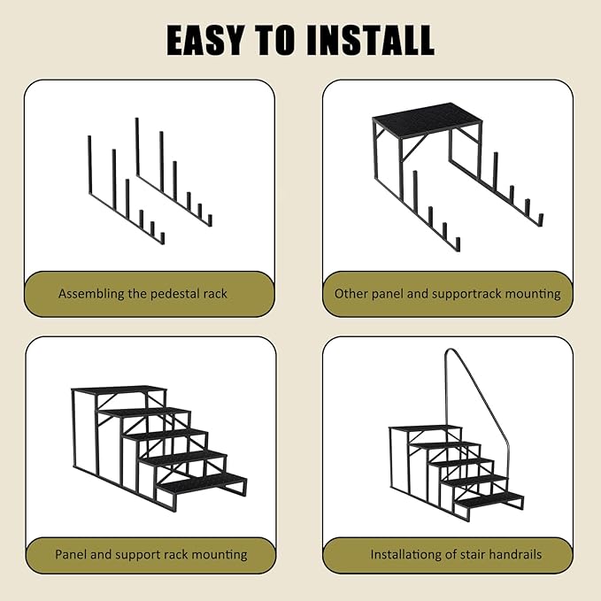 Step Ladder, Step Stool with Handle, Heavy Duty Pool Ladder Above Ground 660Lbs, Camper Steps Outdoor Steps RV Stairs for Reaching High, Portable Home Stairs for Travel Trailer (5 Step, Single Handle)