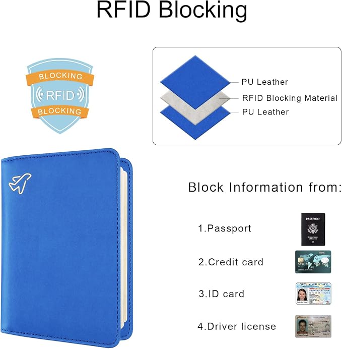 WALNEW Passport Holder for Travel, RFID Passport Cover Wallet for Women Men, PU Leather Passport Book Card Holder Case with Pen, Travelling Essentials for Flying | PU Leather Passport Cover Case with Pen Holder, Travel Must Haves Accessories, Passport ...