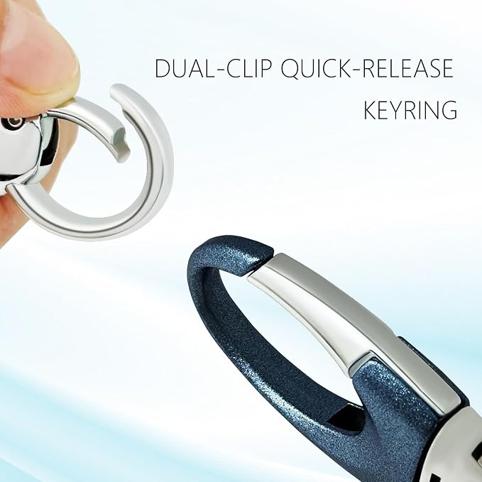 Keychain Quick Release Double Carabiner Clip with D Ring Key Rings, Unisex Belt Loop Key Holder for Home Car Keys