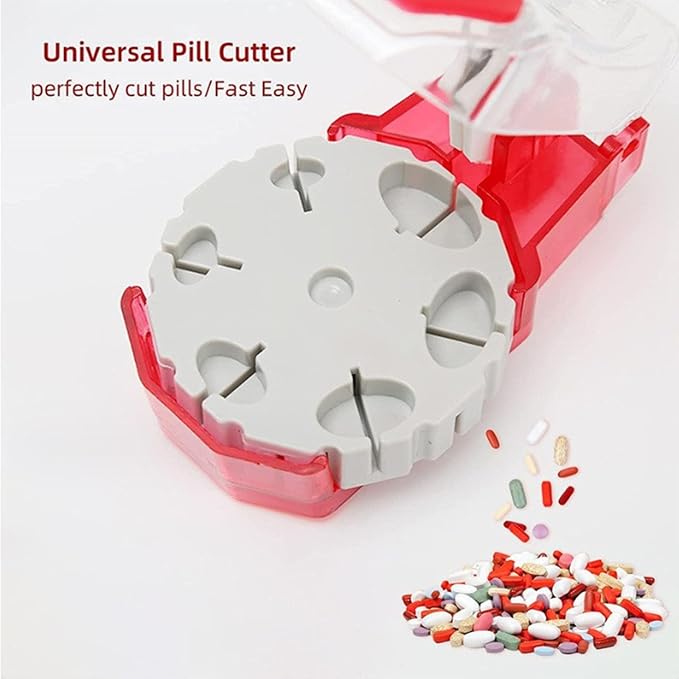 Perfect Pill Cutter - Pill Splitters for Small or Large Pills - Cuts up to 14 Different Shaped Pills or Vitamins with Self-Retracting Blade