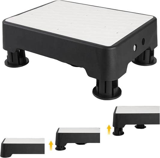 Adjustable Step Stool, 700 LBS Capacity Safety Bed Step for Seniors, Exercise Setp Platform, Portable Stair Assist for Elderly, Wide Step up for Kitchen, Car, Bedside & Shower, White