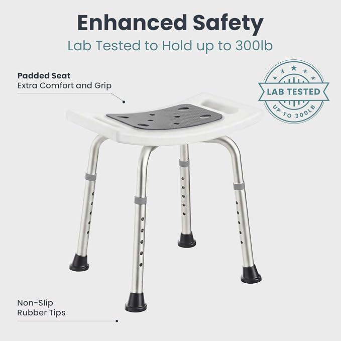 PELEGON Shower Chair for Inside Shower (300 lb) - Adjustable Height Shower Stool - Shower Seats for Adults, Bath Stools for Shower to Sit, Shower Chair, Shower Stools for Adults Sitting - Grey