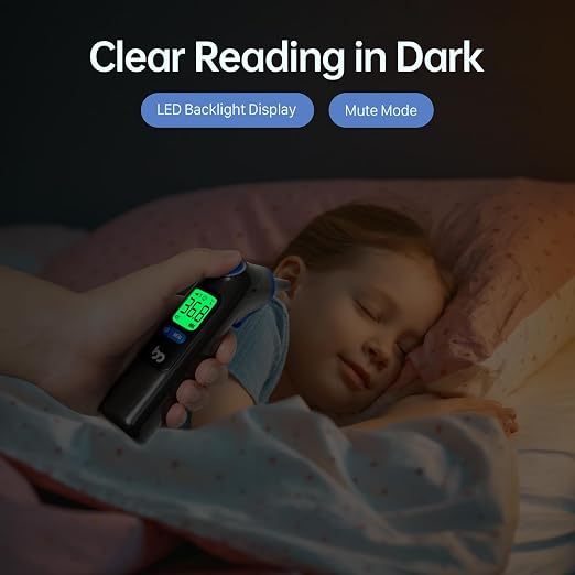 Femometer Family Ear Thermometer for Adults and Kids, Blue | 1s Fast Accurate Reading, 30-Memory Recall, 3-Color Fever Alert, ℃/℉ Switchable, Silent Mode, with 24 Disposable Probe Covers