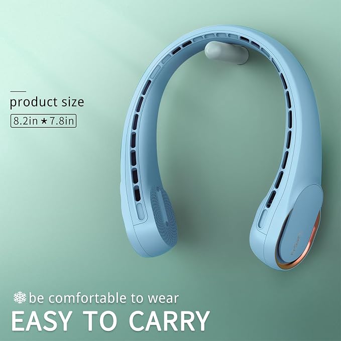 FrSara Neck Fan, Portable Fan Strong Wind, Upgraded 4000mAh, 360° Cooling | Upgraded Air Volume, Quiet, No Hair Twisting, Even Air Volume On Both Sides, Non-Slip Material, Short Charging, Long Use Time