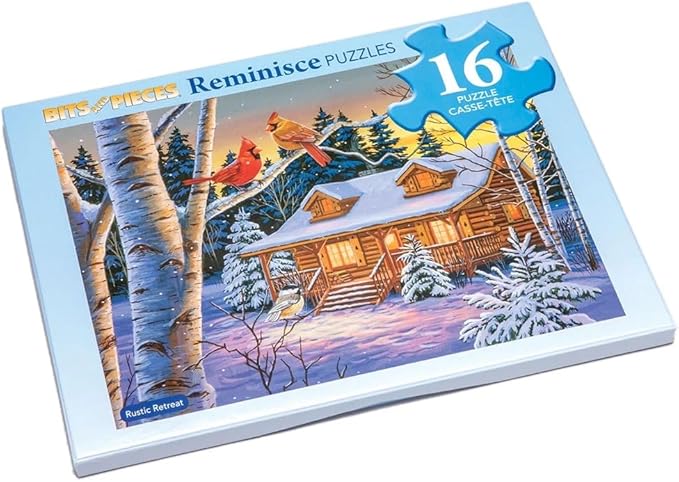 Bits and Pieces Large Piece Puzzles for Seniors, 10 in. x 13 in. Rustic Retreat Puzzle - 16 pc Extra Large Pieces Puzzles for Dementia Seniors, Alzheimer Puzzle Memory Aids for Seniors with Dementia