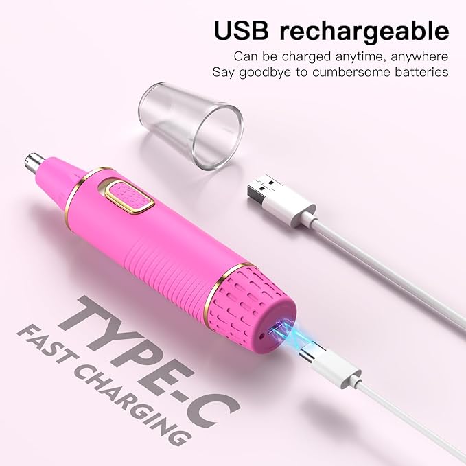 XOOMRSCP Nose Hair Trimmers for Women Men，Rechargeable Hair Trimmer 2 in 1 Painless Multifunctional Ear and Nose Hair Trimmer with IPX7 Waterproof Dual Edge Blades (Rose)