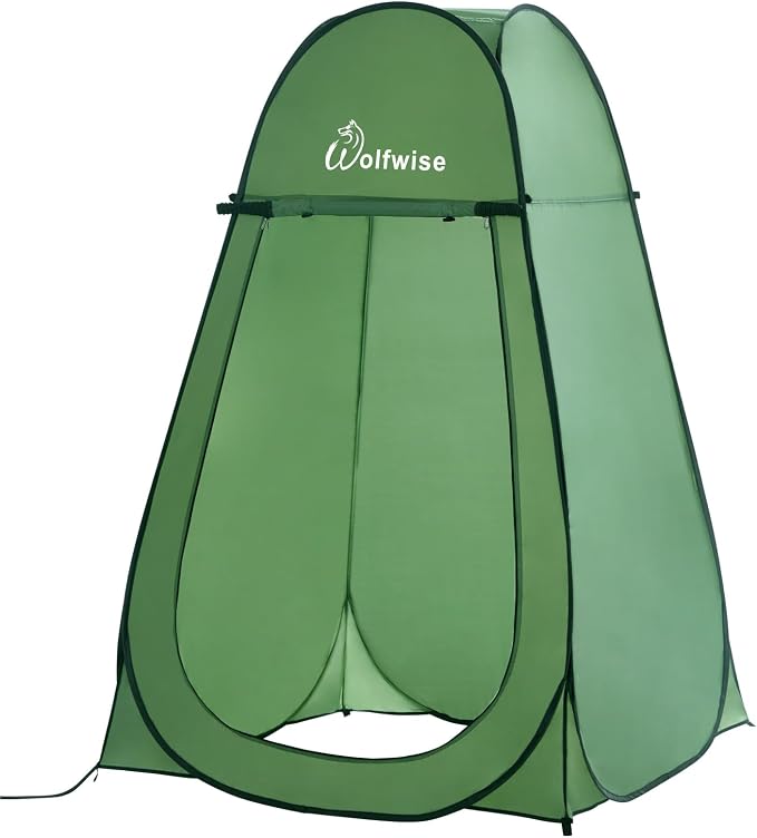 WolfWise Pop Up Shower Tent for Camping Essentials, Compact & Lightweight | Portable Instant Changing Tent with Window & Carry Bag, Privacy Dressing Room Bathroom for Outdoor, 6'3"/6'11" H