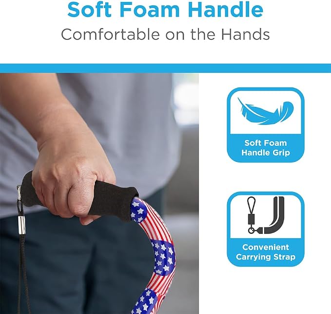 NOVA Offset Walking Cane for Seniors, Men & Women – Lightweight Adjustable Walking Cane with Soft Foam Grip, Wrist Strap, Anti-Rattle Lock & Non-Slip Tip – Stylish Mobility Aid