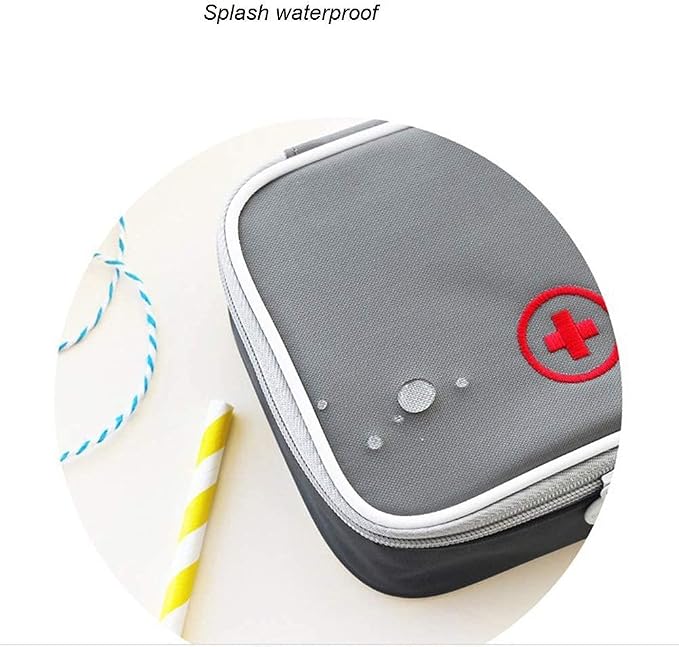Portable Mini First Aid Bag Empty, Small Size Travel Medicine Pouch Double Zippers Handy Pills Pocket for Travel Home (Gray)