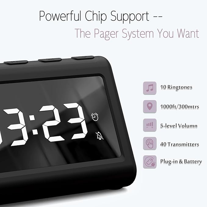 CallToU Wireless Calling System Caregiver Call Button Patient Call Bell with 10 Waterproof Call Buttons and 1 Display Receiver for Clinic Nurses Station Restaurant Nursing Home 1000FT Wireless Ranger