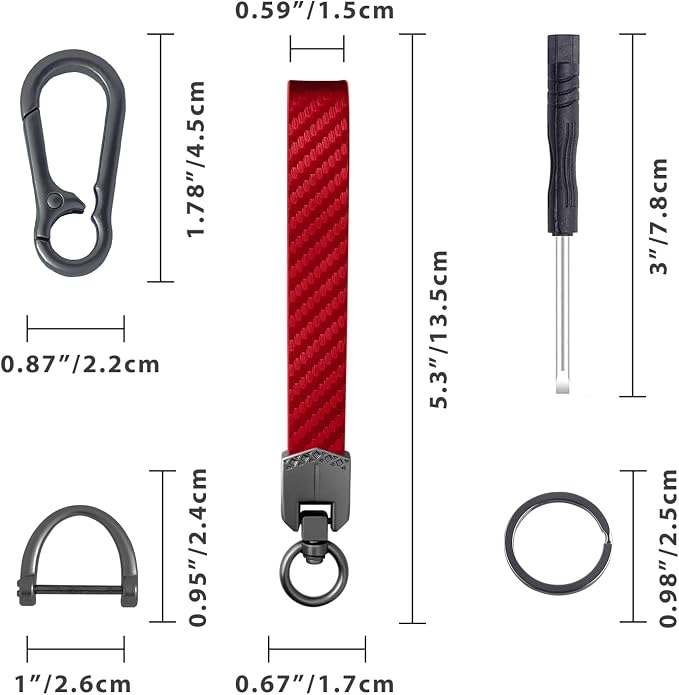 OHKYOOT Leather Car Keychain for Home Car Keys | Carabiner Clip Key Fob Keychain for Women Men,Car Key Holder with 3 Key Ring and Anti-Lost D Ring