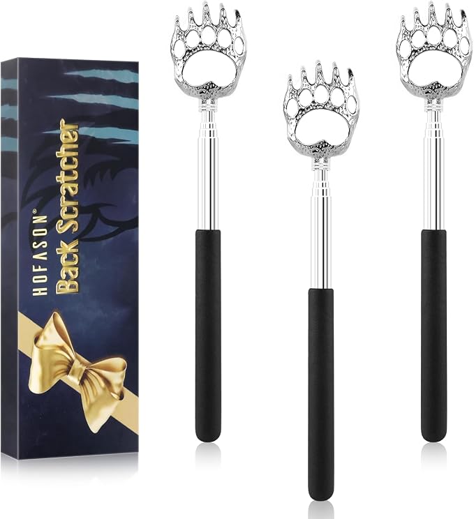 HOFASON 3 Pack Back Scratcher for Men Women, Fathers Day Dad Gifts for Husband/Grandpa, Christmas Stocking Stuffers for Men/Women/Adults, Novelty Idea Gifts Bear Claw Telescopic Back Scratcher