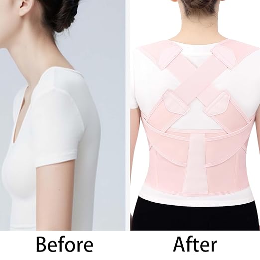 Back Brace Posture Corrector for Women and Men Upgraded Dynamic Traction Correction System Adjustable Shoulder Support Straightener Helps Reduce Upper Lower Back Pain Suitable for Hump Scoliosis Pink Medium