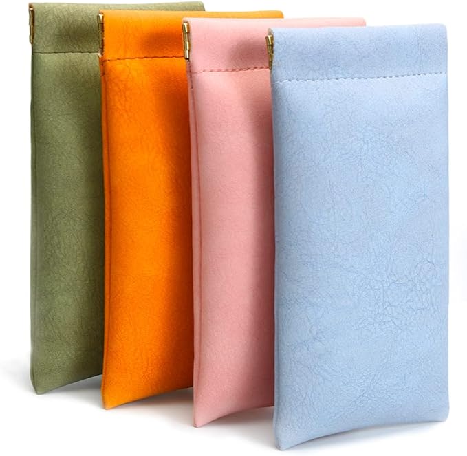 Glasses Case 4 Pack, Eyeglasses Case For Women men, PU Soft Glasses Sunglasses Case Portable Eyewear pouches